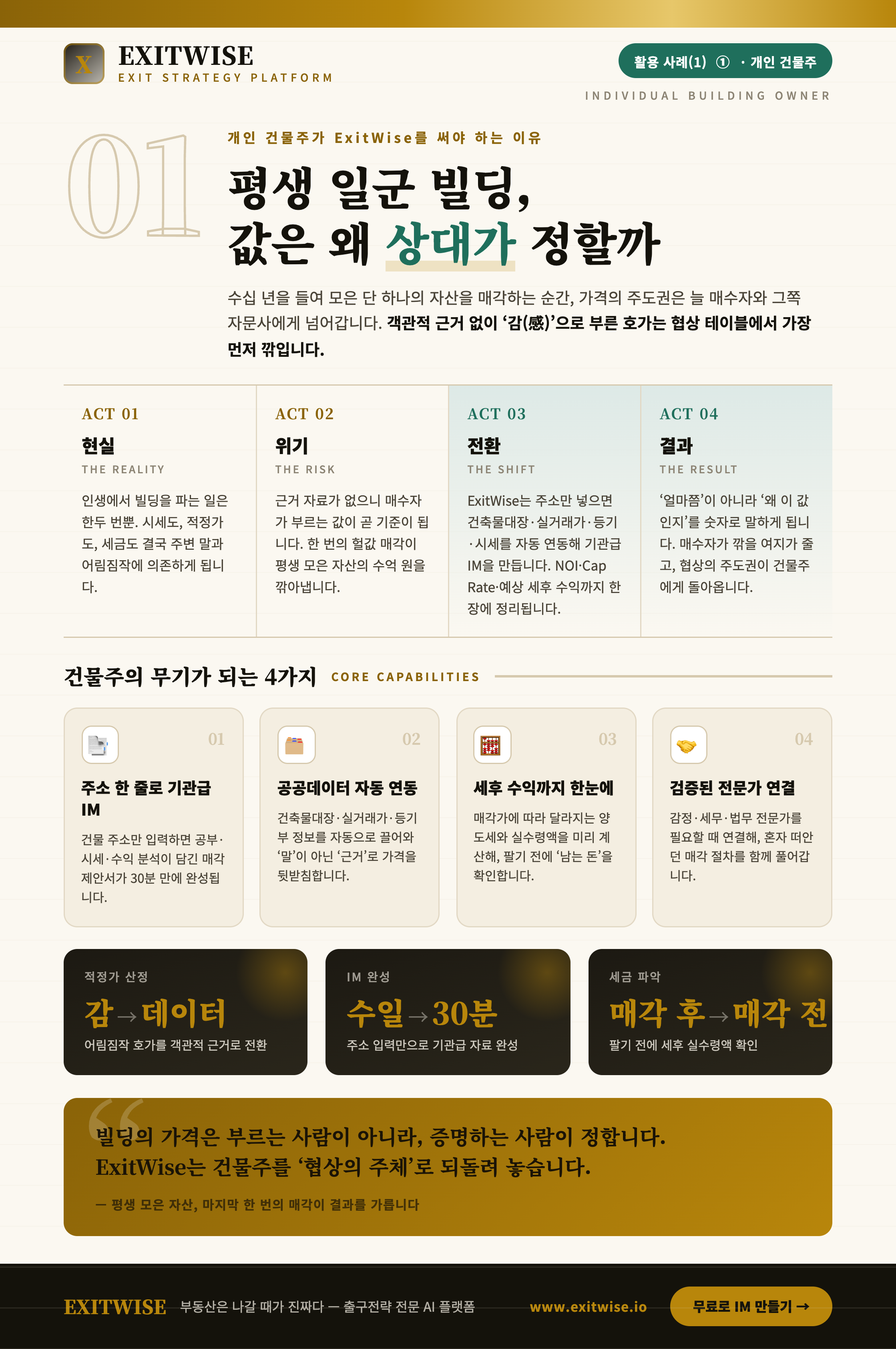 개인 건물주 (빌딩 보유)를 위한 ExitWise 브로셔 미리보기