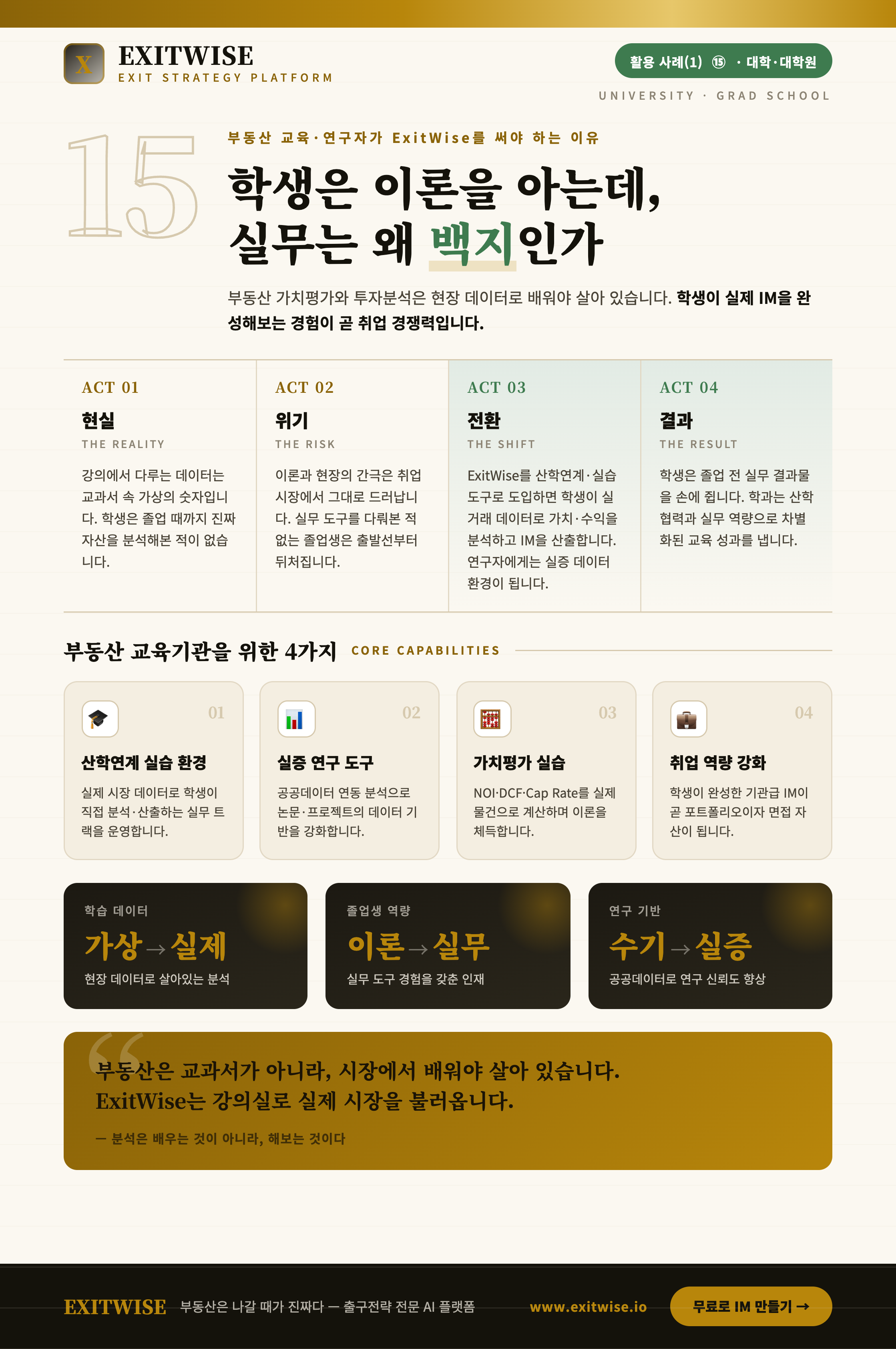 부동산 교육기관 (대학·대학원)를 위한 ExitWise 브로셔 미리보기